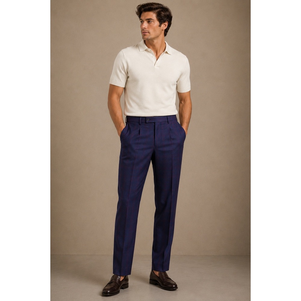 Ted Baker Men Dress Pants 31 Blue Purple Plaid Jarrow CT Italian Wool Slim Fit